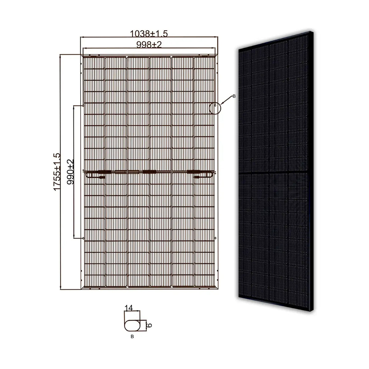 400W MSMDxxxM6-HJT120DSB Bifazial Solarmodul 1038 mm Breite x 36 (1xPalette)