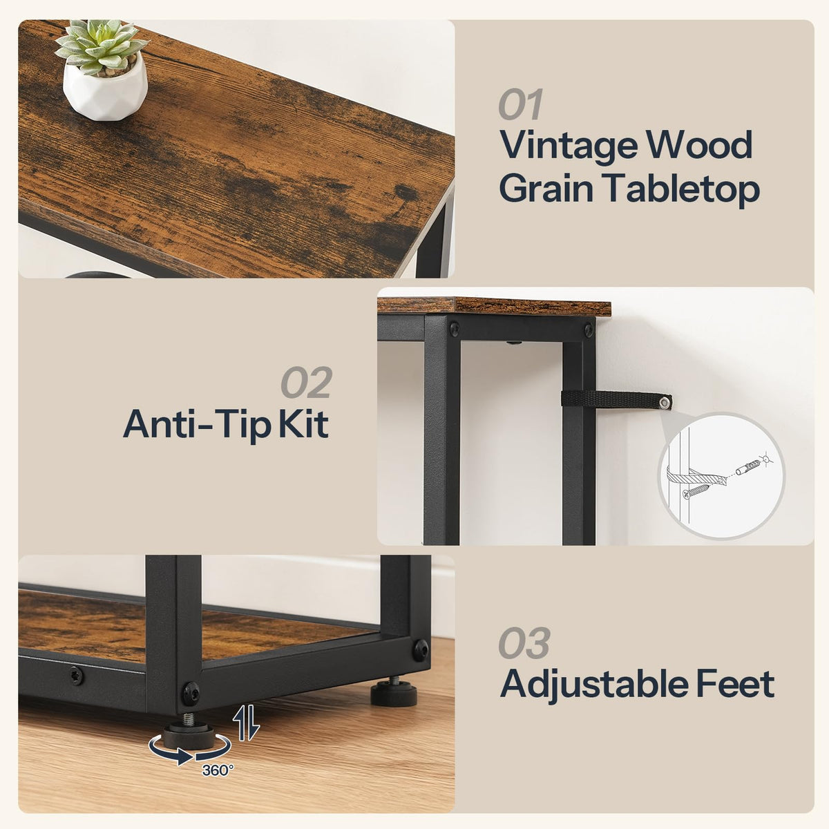 HOOBRO 29.5" Console Table, 5-Tier Narrow Entryway Table, Sofa Table