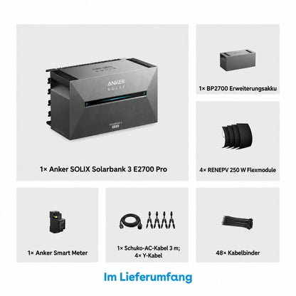 Anker SOLIX Solarbank 3 E2700 Pro Speicher 5,37 kWh 250W x4 flexibles Set