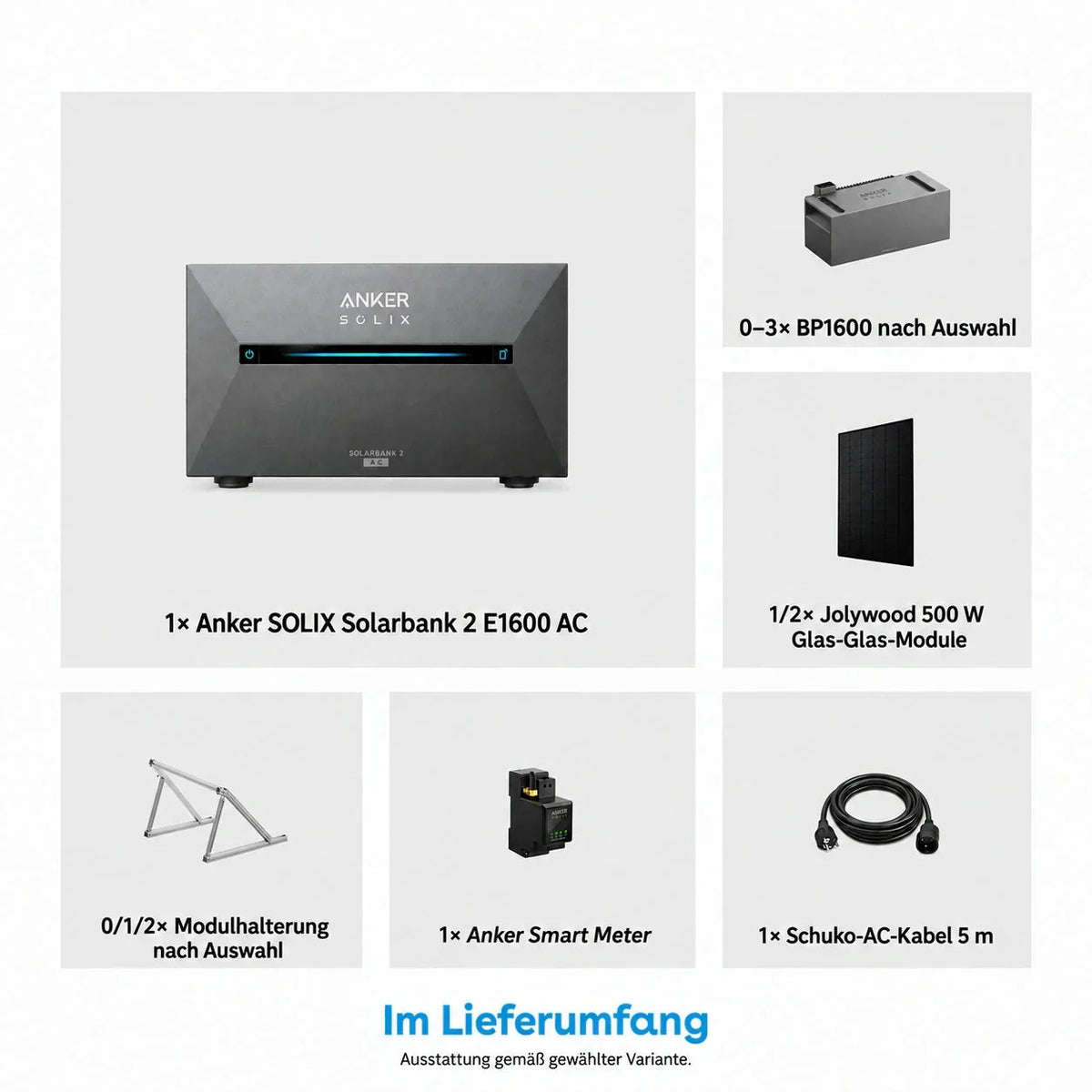 Anker SOLIX Solarbank 2 E1600 AC Balkonkraftwerk Speicher mit 500W Solarmodul Komplettset
