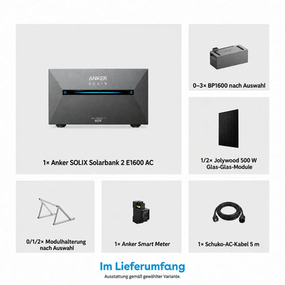 Anker SOLIX Solarbank 2 E1600 AC Balkonkraftwerk Speicher mit 500W Solarmodul Komplettset