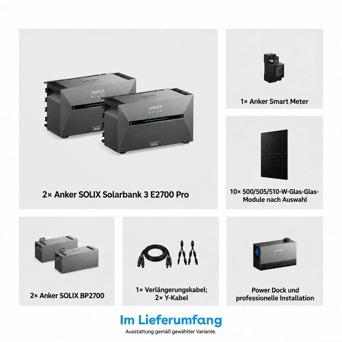 Anker SOLIX Power Dock All-Inclusive Set mit 10 × 500W Solarmodule