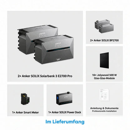 Anker SOLIX Power Dock All-Inclusive Set mit 16 × 500W Solarmodule