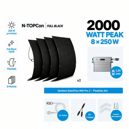 Zendure SolarFlow 800 Pro 2 2000W 250W x8 flexibles Set