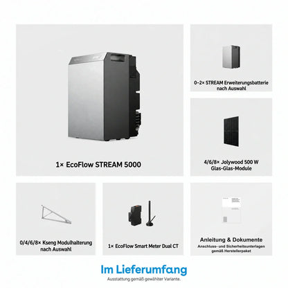 EcoFlow STREAM 5000 Komplettset mit 4–8 × 500 W Solarmodulen