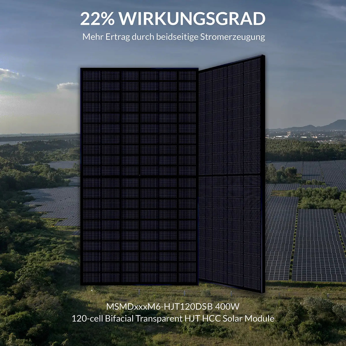 400W MSMDxxxM6-HJT120DSB Bifazial Solarmodul 1038 mm Breite x 36 (1xPalette)