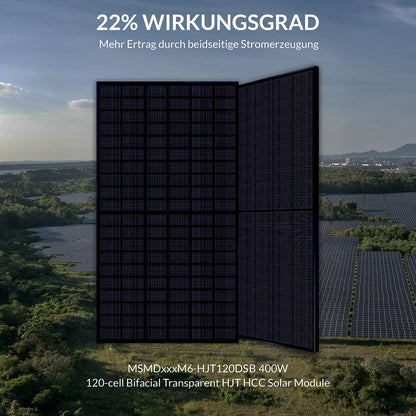 400W MSMDxxxM6-HJT120DSB Bifazial Solarmodul 1038 mm Breite x 36 (1xPalette)