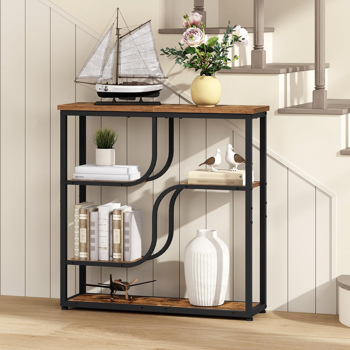 HOOBRO 29.5" Console Table, 5-Tier Narrow Entryway Table, Sofa Table