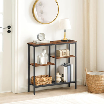 HOOBRO Narrow Console Table, Sofa Table, 4-Tier Industrial Entryway Table