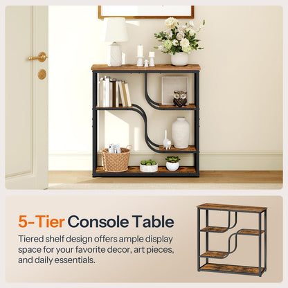 HOOBRO 29.5" Console Table, 5-Tier Narrow Entryway Table, Sofa Table