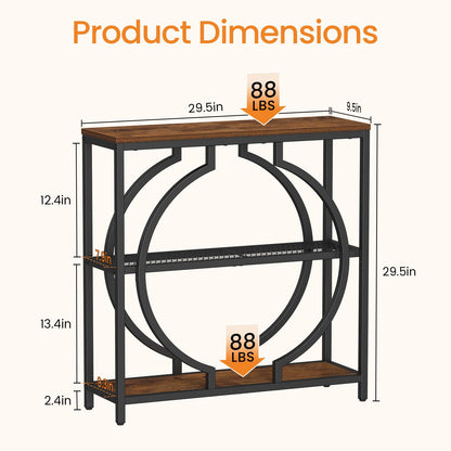 Snughome Entryway Table with 3 Tier Storage Shelves, Narrow Console Table