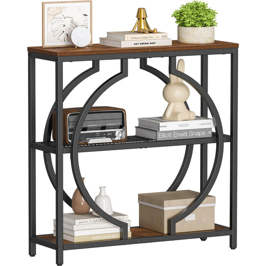 Snughome Entryway Table with 3 Tier Storage Shelves, Narrow Console Table