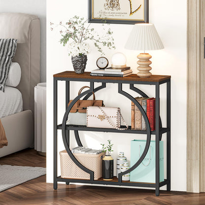 Snughome Entryway Table with 3 Tier Storage Shelves, Narrow Console Table