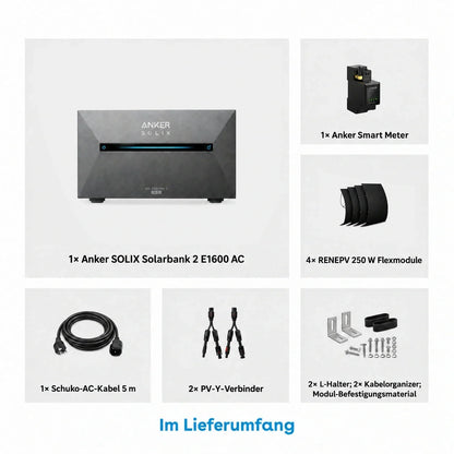 Anker AC flexibles Set 1,6 kWh 4 × 250W flexible Solarmodule