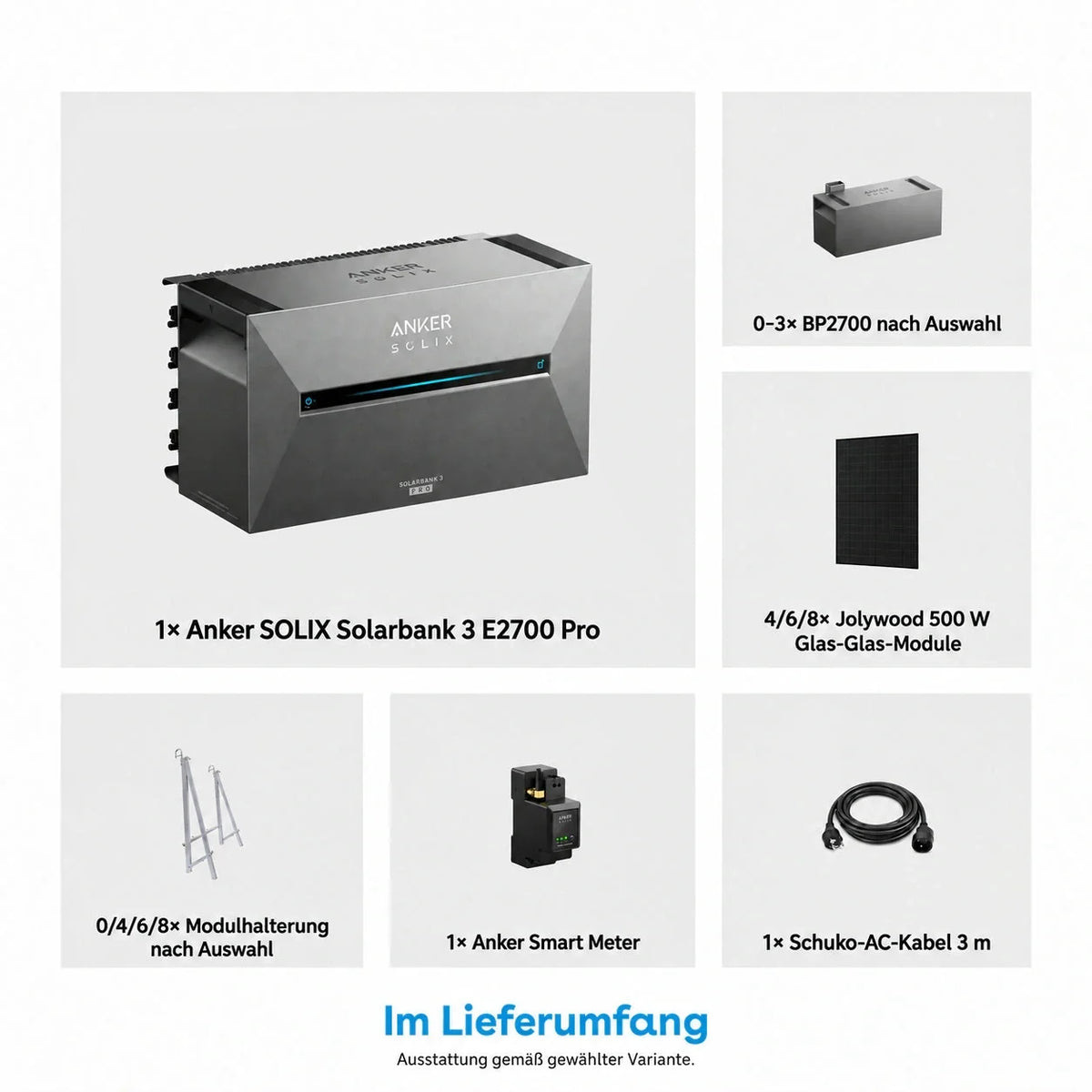 Anker SOLIX Solarbank 3 E2700 Pro Balkonkraftwerk Speicher mit 500W Solarmodul Komplettset
