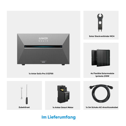 Anker SOLIX Solarbank 3 E2700 Pro Speicher 2,68 kWh 210W x4 flexibles Set