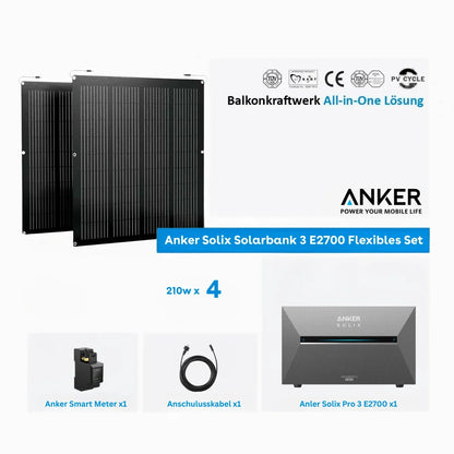 Anker SOLIX Solarbank 3 E2700 Pro Speicher 2,68 kWh 210W x4 flexibles Set