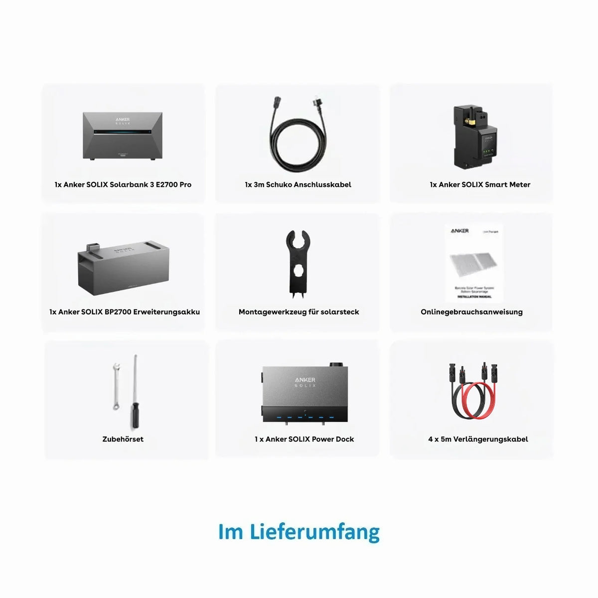 Anker SOLIX Solarbank 3 E2700 Pro Speicher 5,37 kWh Power Dock Komplettset