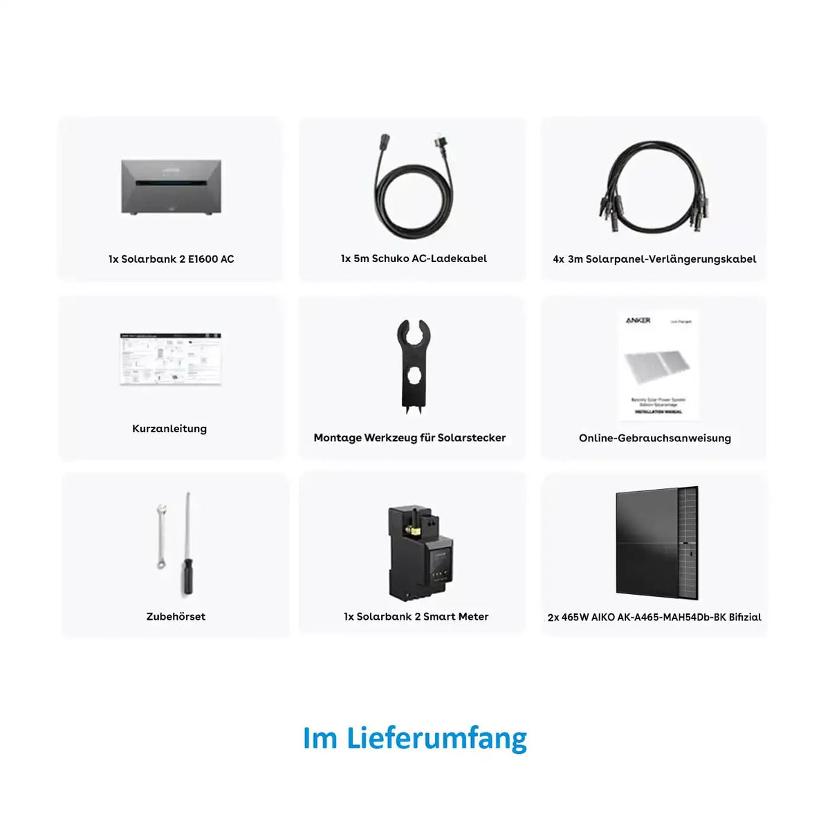 Anker SOLIX Solarbank 2 E1600 AC Erweiterungsset 1,6 kWh 2 × 465W Aiko Glas-Glas Vollschwarz