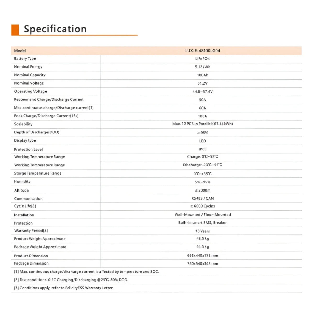 Felicity LUX-E-48100LG04 5,12 kWh Batteriespeicher