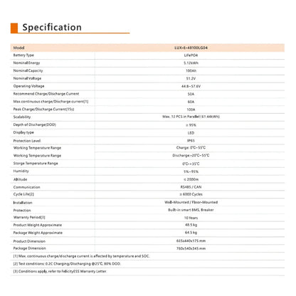 Felicity LUX-E-48100LG04 5,12 kWh Batteriespeicher