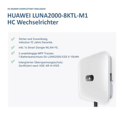 Huawei PV Komplettanlage 8KTL mit Glas Glas Modulen & S0-Speicher