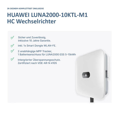 Huawei PV Komplettanlage 10KTL mit Glas Glas Modulen & S0-Speicher