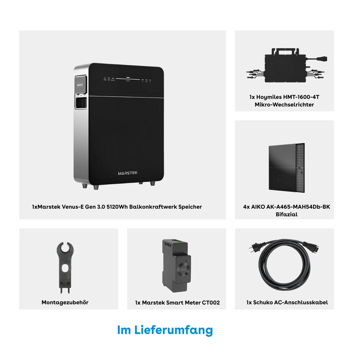 Marstek Venus E 3.0 4 × 465W Aiko Glas-Glas Vollschwarz Set