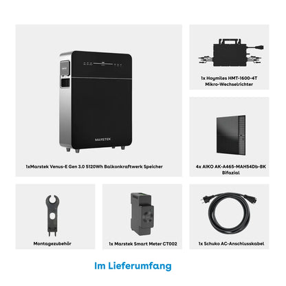 Marstek Venus E 3.0 4 × 465W Aiko Glas-Glas Vollschwarz Set