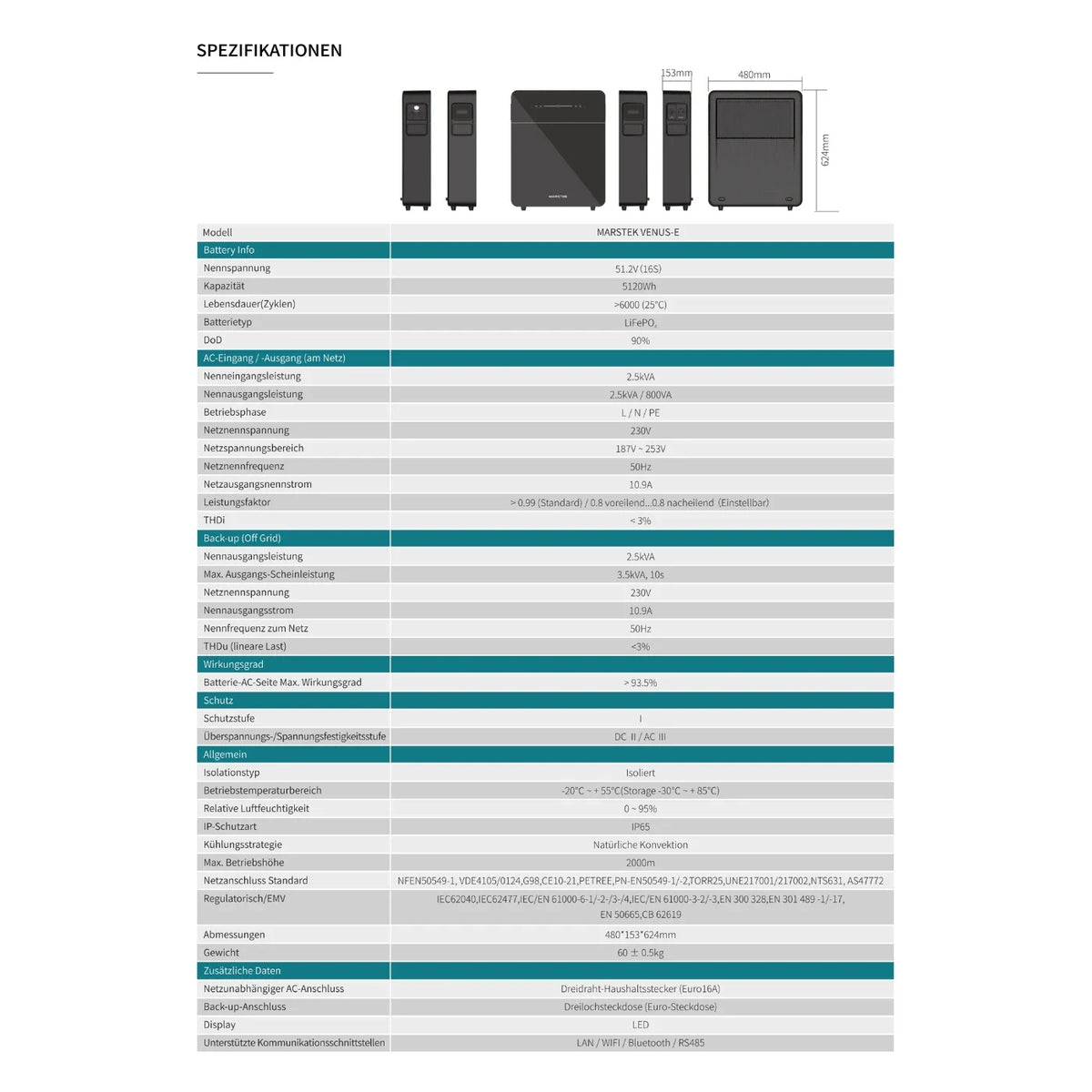 Marstek Venus E 3.0 10,24 kWh AC gekoppelt All-In-One Speichersystem