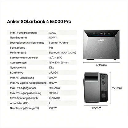 Anker SOLIX Solarbank 4 E5000 Pro 5 kWh + Power Dock