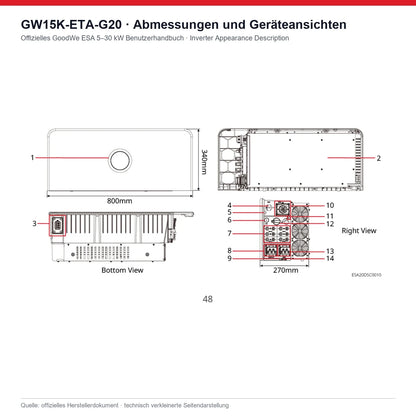 GoodWe GW15K-ETA-G20 15 kW Hybrid-Wechselrichter