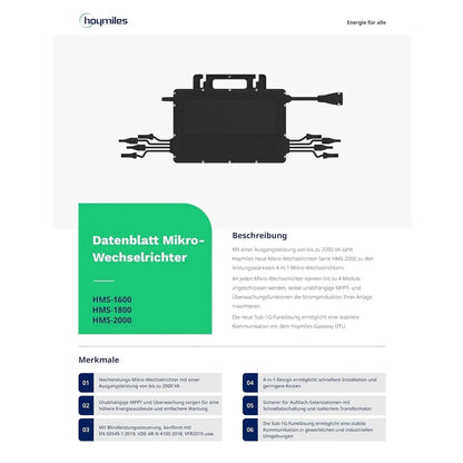 Hoymiles HiBattery 1920 AC Set mit 4 × 500W Solarmodule Komplettset
