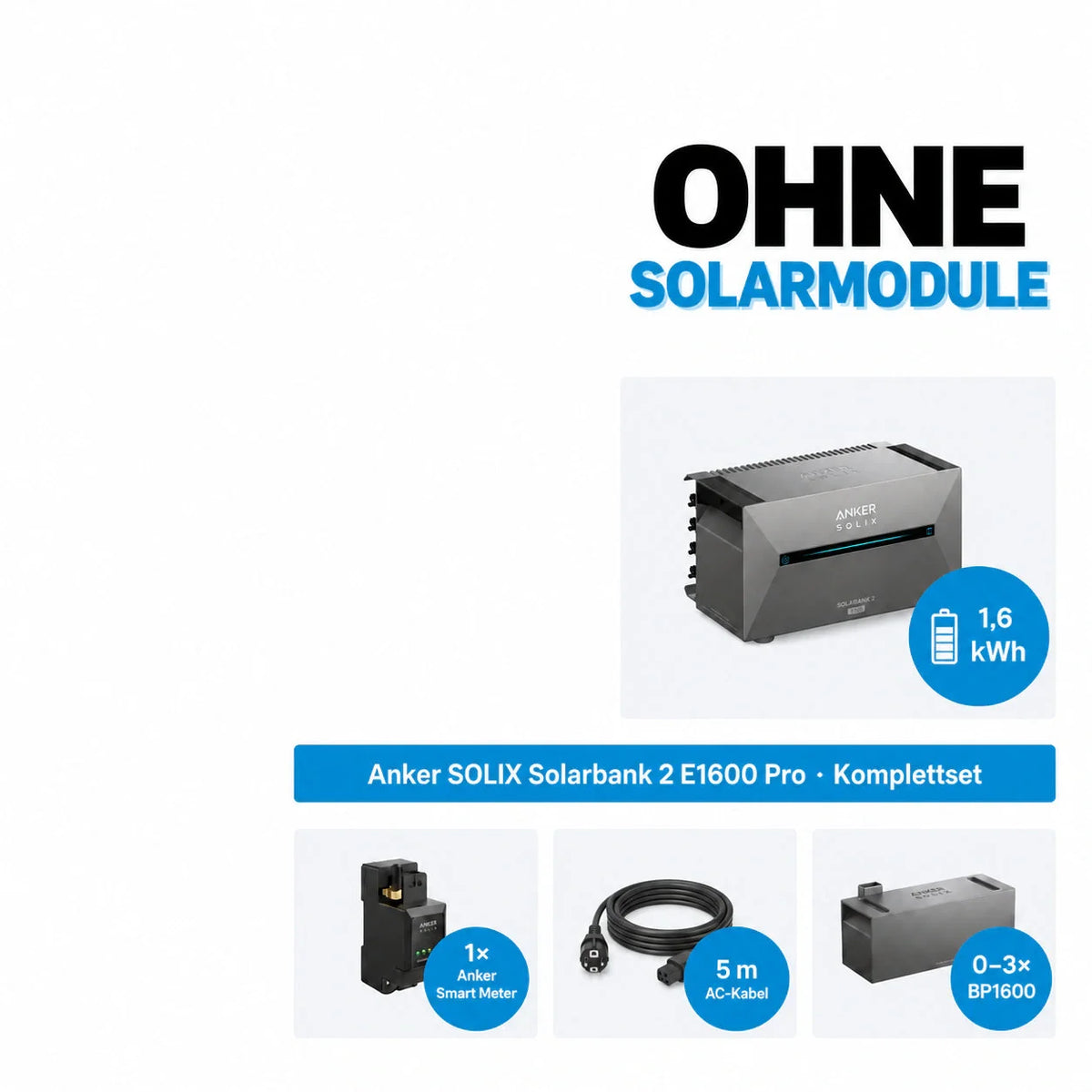 Anker SOLIX Solarbank 2 E1600 Pro Balkonkraftwerk Speicher mit 500W Solarmodul Komplettset