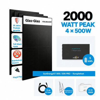 SunEnergyXT 500 / 500 PRO Speicher-Komplettset mit 4× 500-W-Solarmodulen